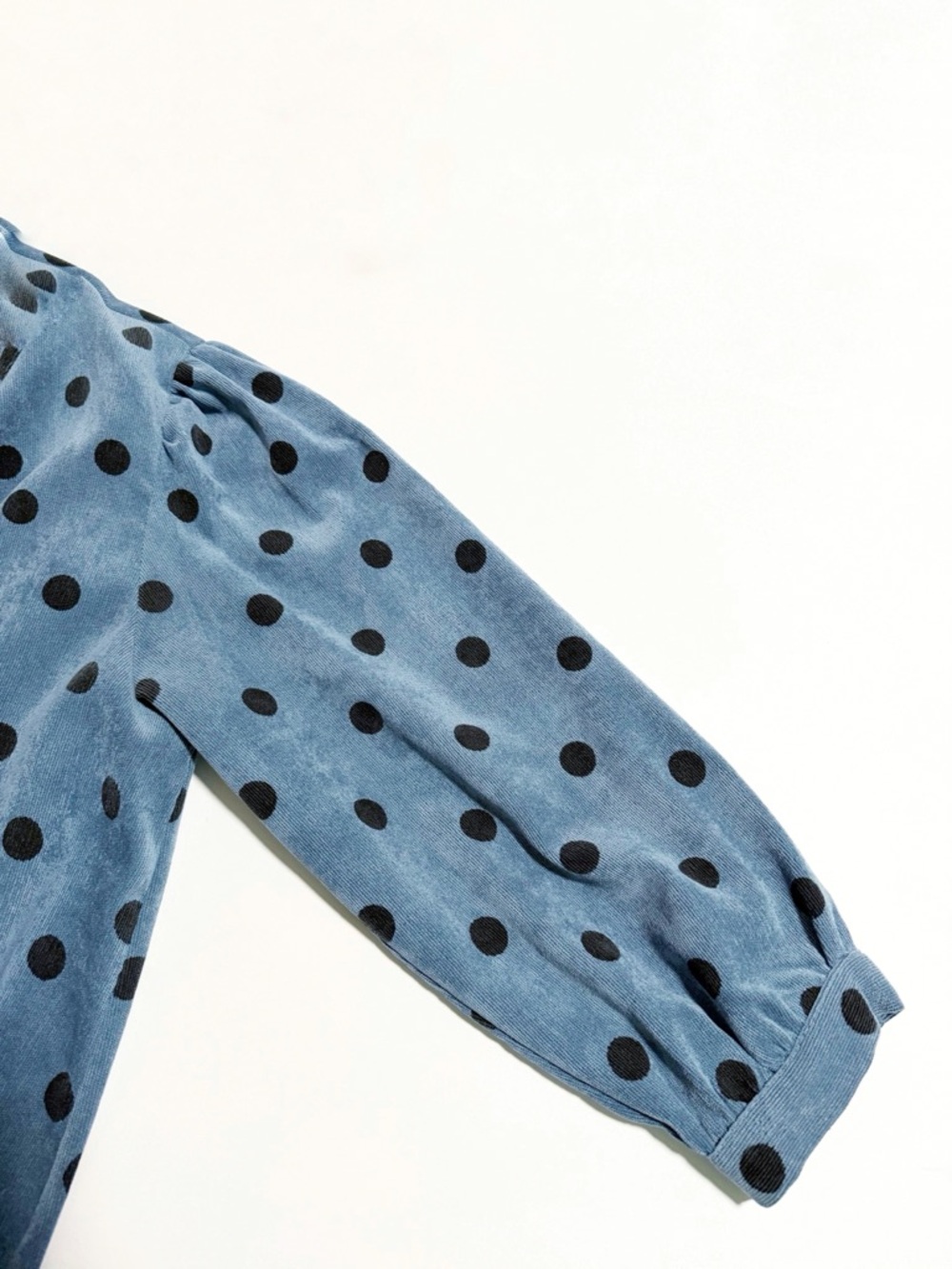 Zara Polka Dot Corduroy Puff Sleeve Shift Dress - Picture 9 of 12